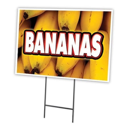 Signmission Bananas Yard Sign & Stake outdoor plastic coroplast window, C-1216 Bananas C-1216 Bananas